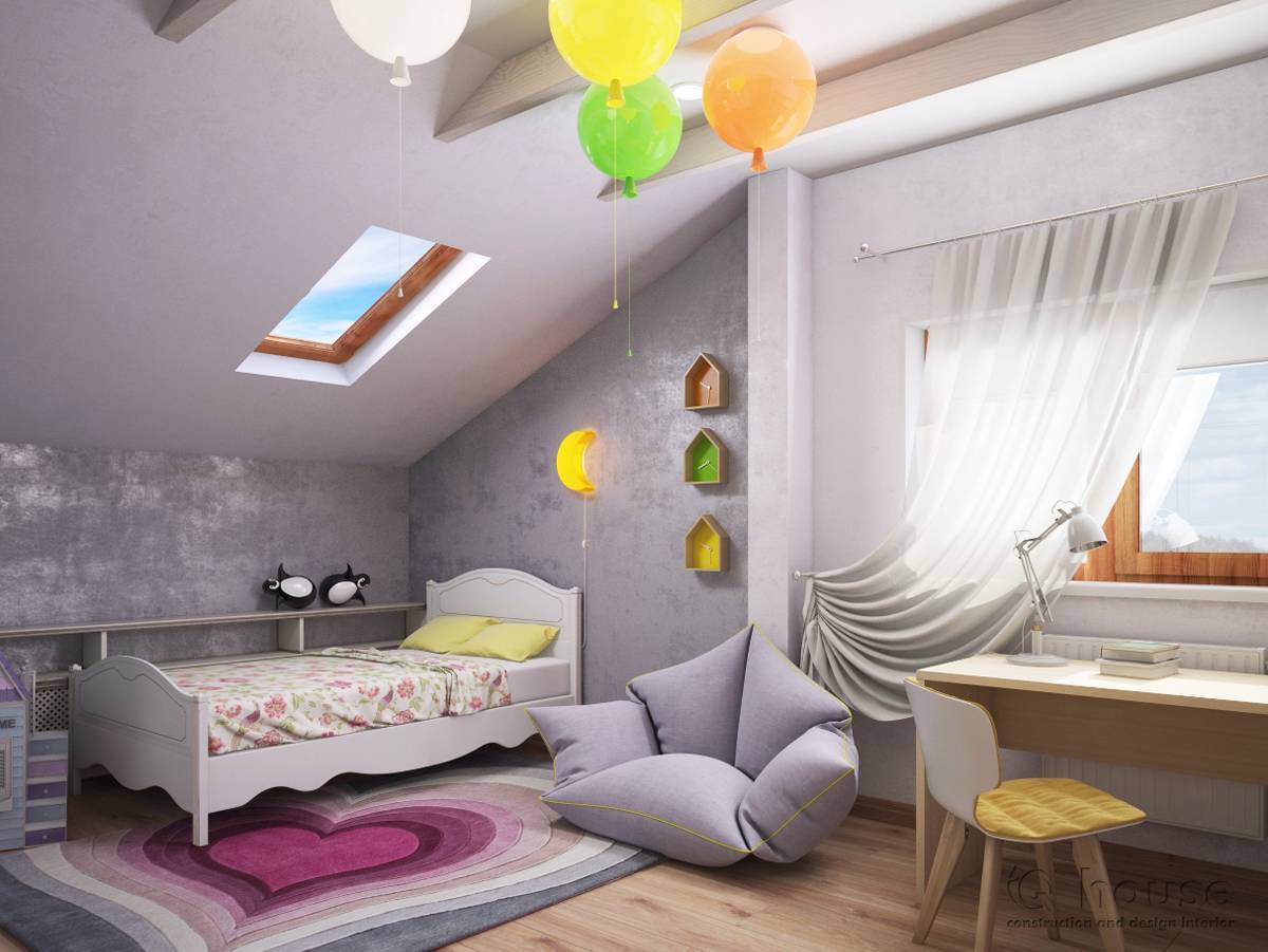 Дизайн мансарды для детской комнаты