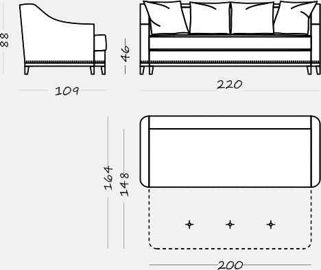 Трехместный тканевый диван-кровать Luna Modern