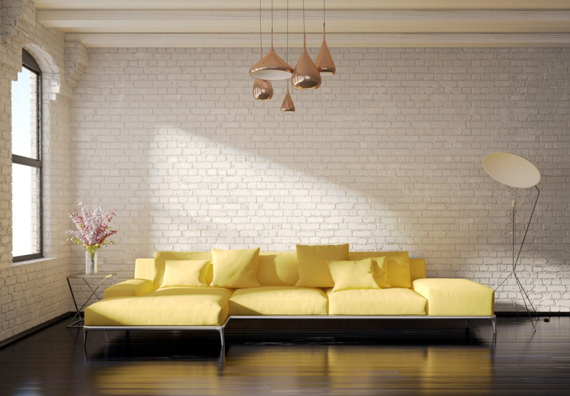 Желтый диван в интерье