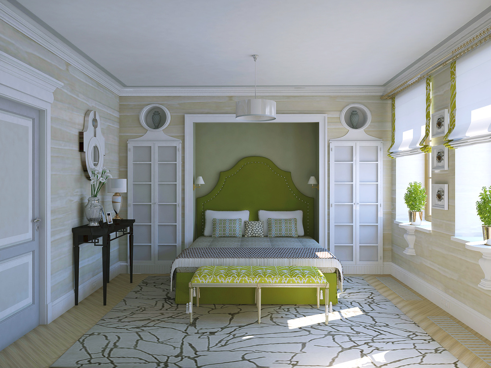 спальня зеленого цвета