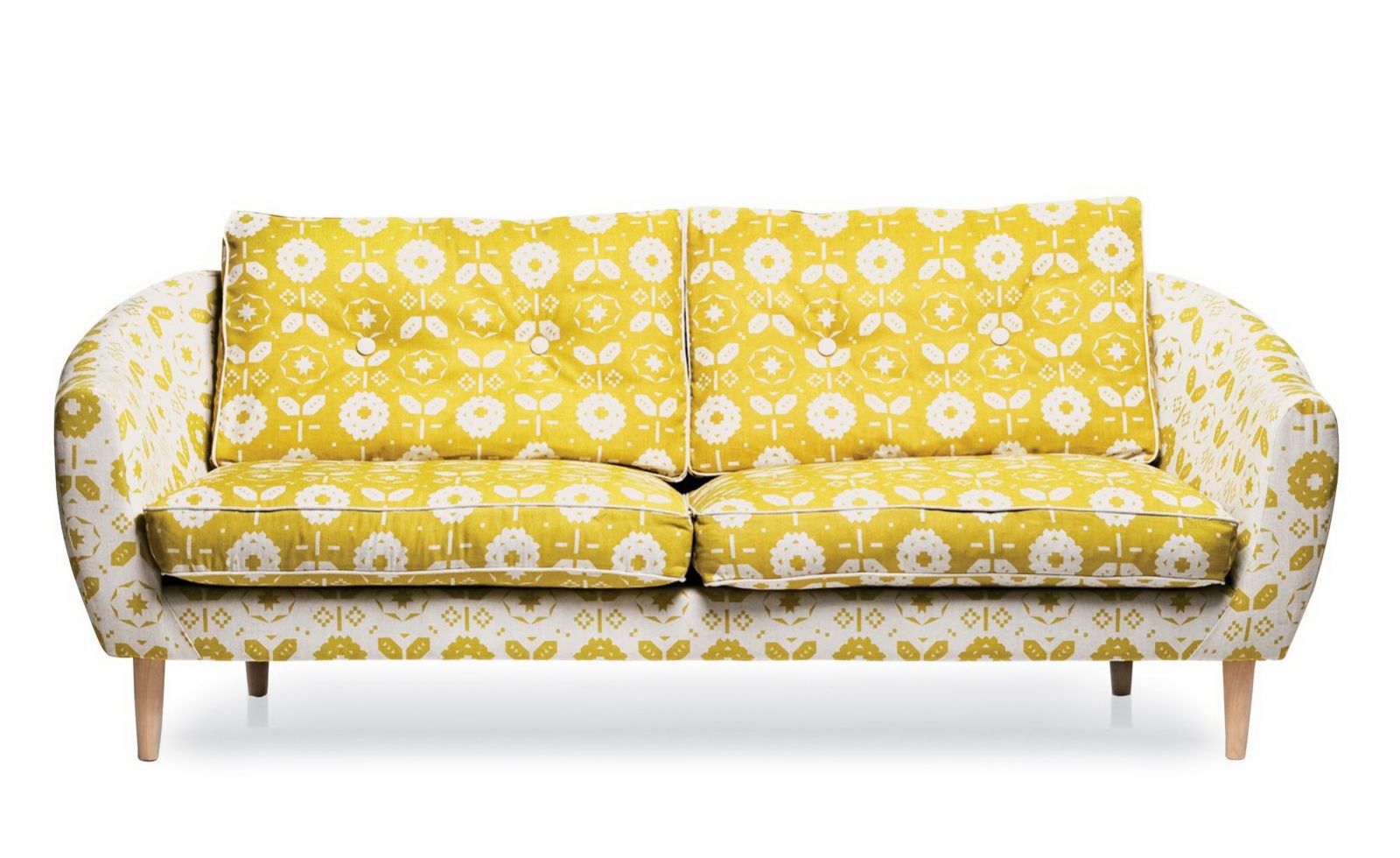 желтый диван в цветочек